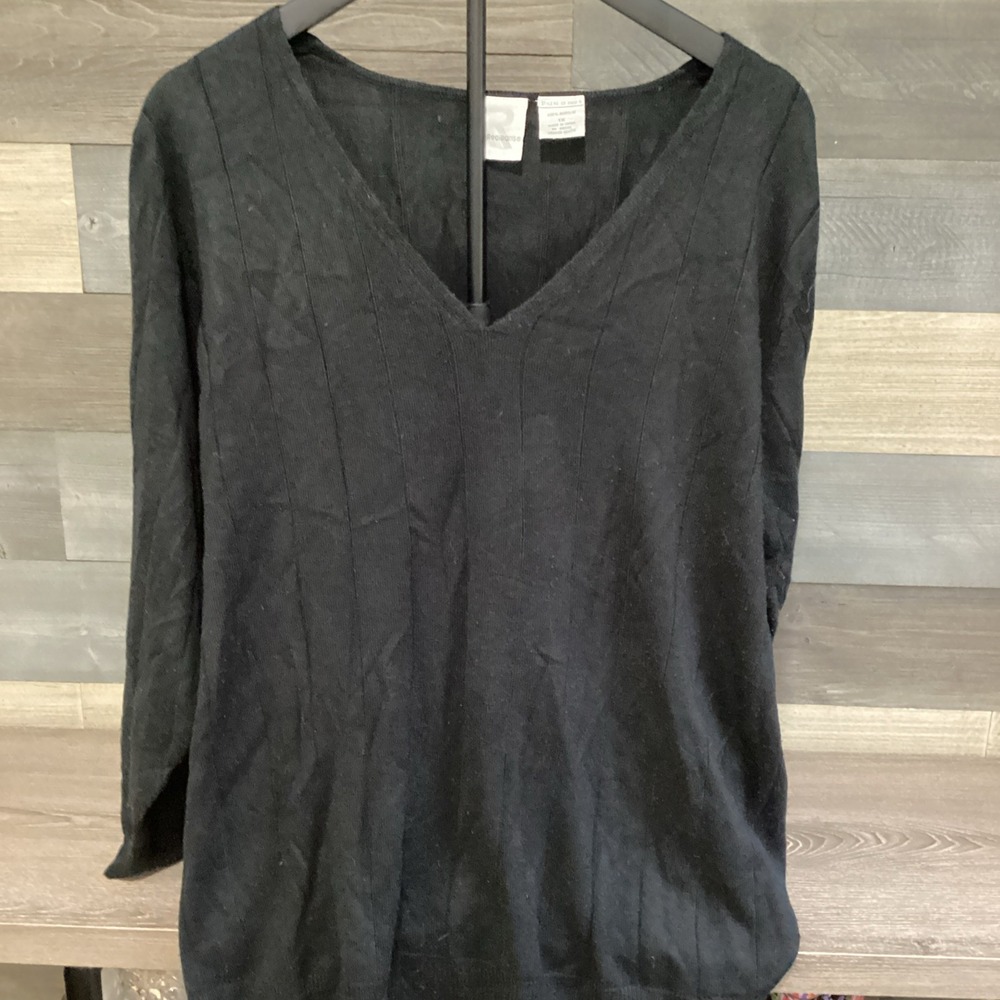 Woman's 1X Black Long Sleeve Sweater Roamans
